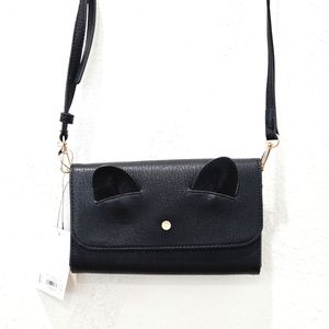 NWT Lauren Conrad black cat crossbody bag